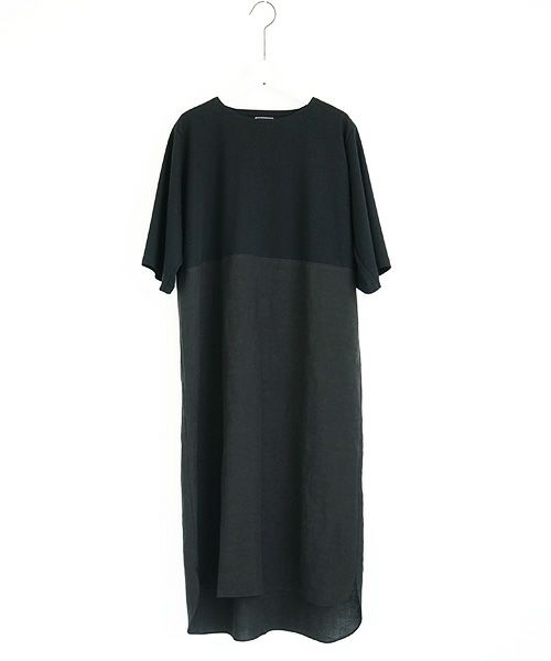 Mochi.モチ.cotton ＆ linen layered dress [ms02-op-07/black]