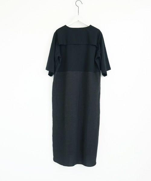 Mochi.モチ.cotton ＆ linen layered dress [ms02-op-07/black]
