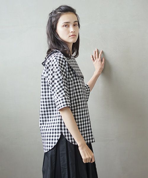 Mochi.モチ.gingham check blouse [ms02-sh-02]