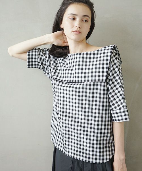 Mochi.モチ.gingham check blouse [ms02-sh-02]