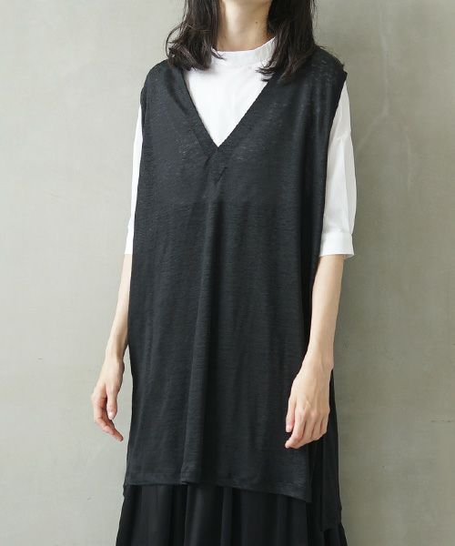 Mochi.モチ.linen knit vest [ms02-v-01]