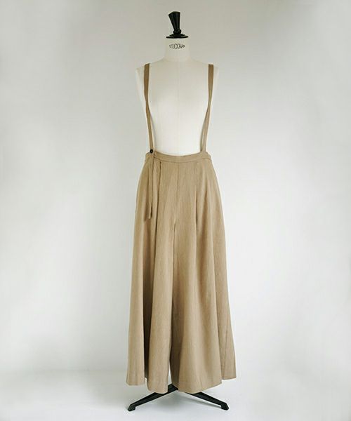 Mochi.モチ.suspenders wide pants [ms02-p-01/beige]