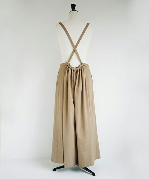 Mochi.モチ.suspenders wide pants [ms02-p-01/beige]