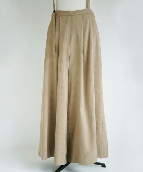 Mochi.モチ.suspenders wide pants [ms02-p-01/beige]