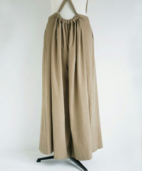 Mochi.モチ.suspenders wide pants [ms02-p-01/beige]