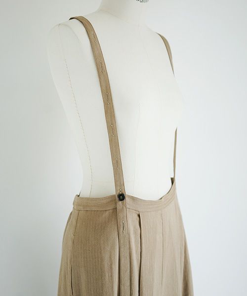 Mochi.モチ.suspenders wide pants [ms02-p-01/beige]