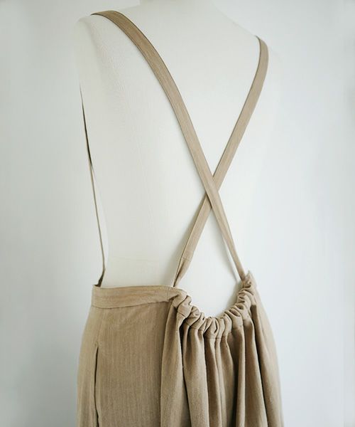 Mochi.モチ.suspenders wide pants [ms02-p-01/beige]