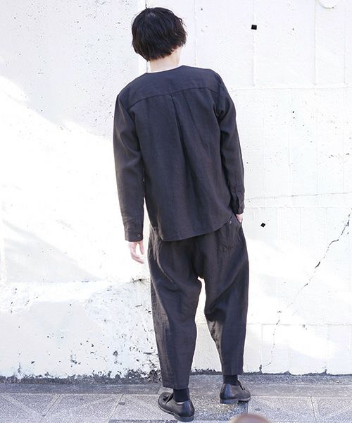 YANTOR ヤントル.Linenwool Nocoller Shirts[Y203SH03/BLACK]