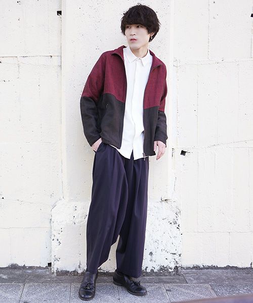 YANTOR ヤントル.Linenwool Track Jacket[Y203JS01/RED×BLACK]