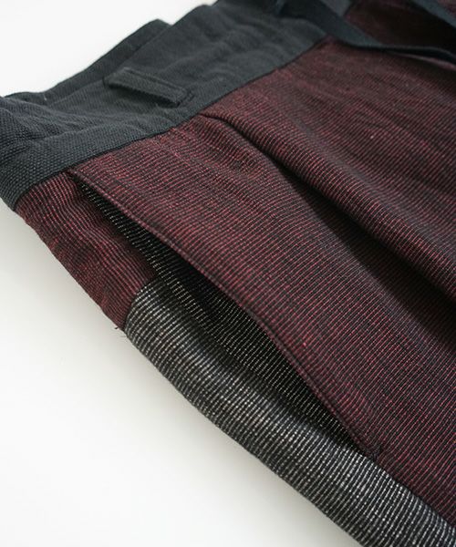 YANTOR ヤントル.Block Jamdani Himo Pants[Y203PT03/WINE×CHARCOAL]
