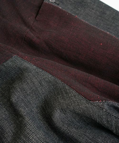 YANTOR ヤントル.Block Jamdani Himo Pants[Y203PT03/WINE×CHARCOAL]