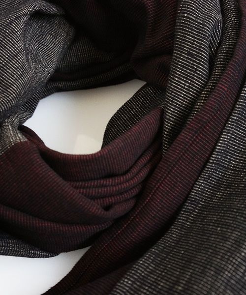 YANTOR ヤントル.Block Jamdani Khadi Stole[Y203ST01/WINE×CHARCOAL]