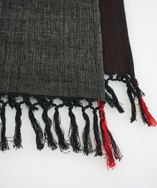 YANTOR ヤントル.Block Jamdani Khadi Stole[Y203ST01/WINE×CHARCOAL]