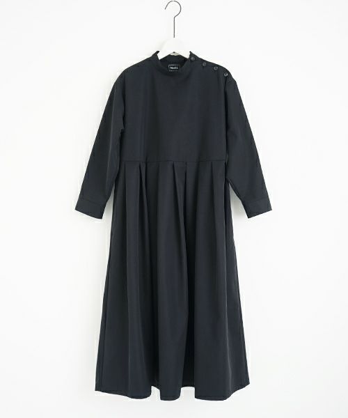 Mochi.モチ.hight neck tuck dress [black]