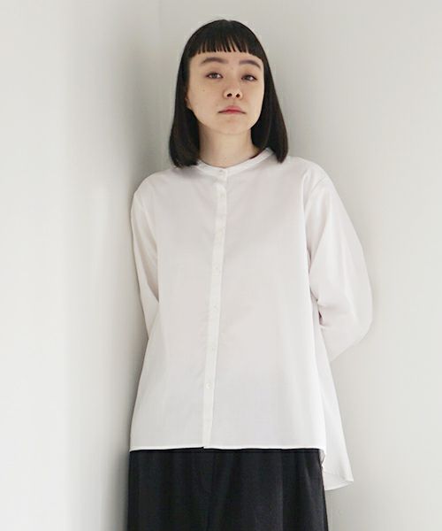 Mochi.モチ.no collar shirt [white]