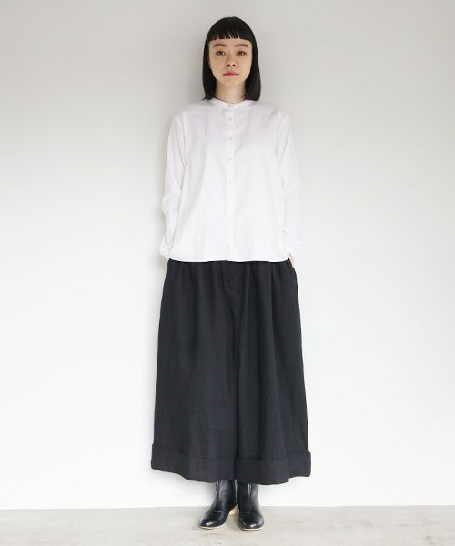 Mochi.モチ.no collar shirt [white]