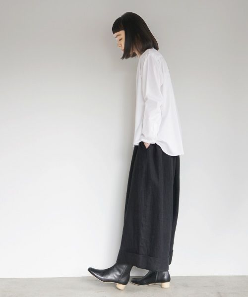 Mochi.モチ.no collar shirt [white]