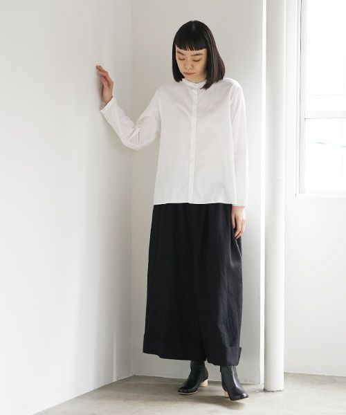Mochi.モチ.no collar shirt [white]