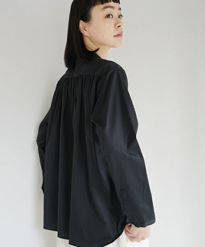 Mochi.モチ.no collar shirt [black]