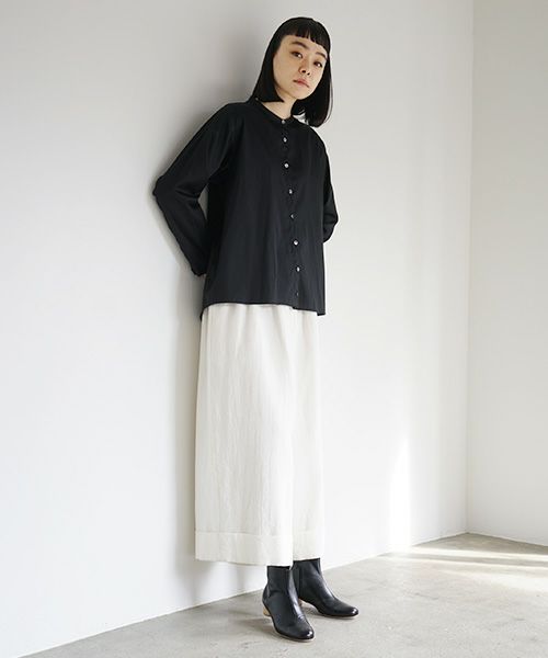 Mochi.モチ.no collar shirt [black]