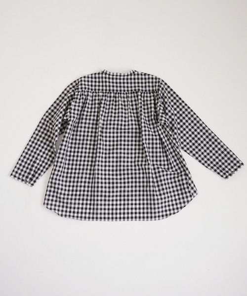 Mochi.モチ.no collar shirt [gingham check]