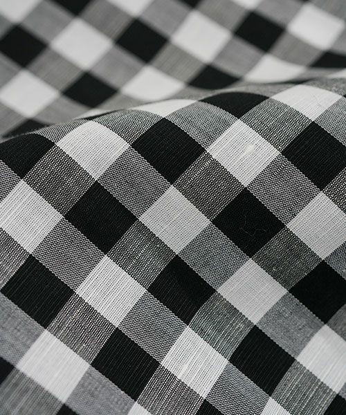 Mochi.モチ.no collar shirt [gingham check]