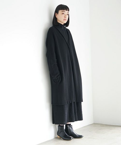 Mochi モチ long-knit cardigan [black]