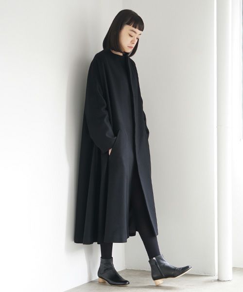 Mochi.モチ.no collar coat [black]