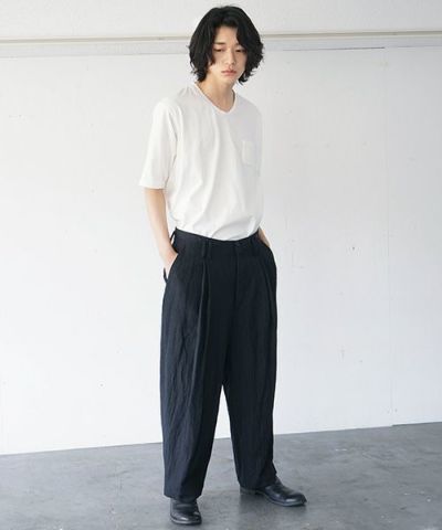 suzuki takayukiスズキタカユキwide legged pantsⅠ[A212-19/black