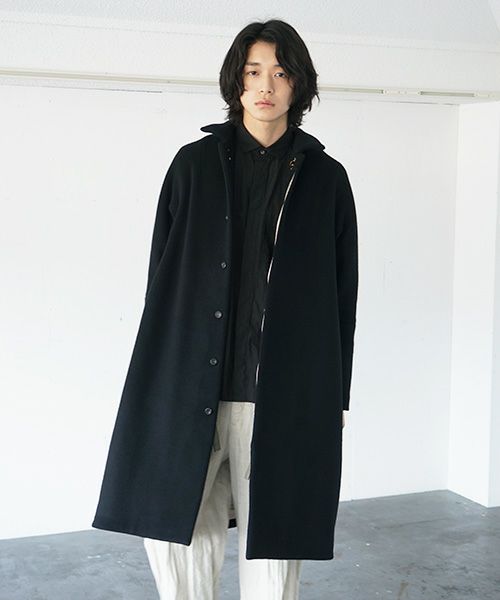 suzuki takayuki, スズキタカユキ, stand-fall-collar coat Ⅲ[A213-16/black]