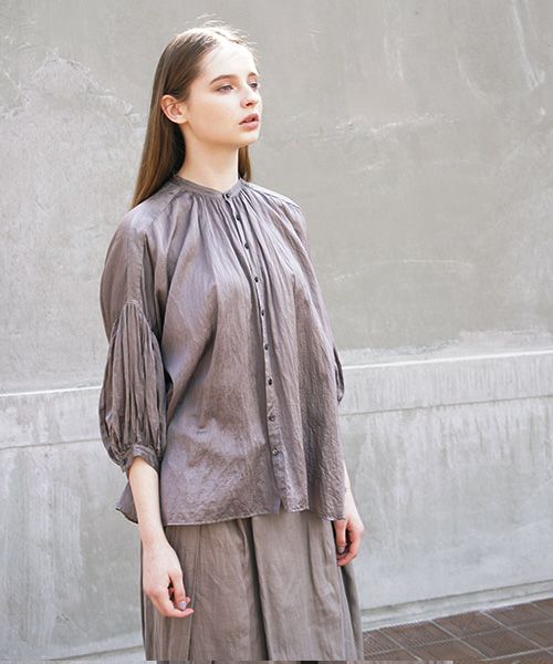 suzuki takayuki.スズキタカユキ.puff-sleeve blouse[A211-02/grey]