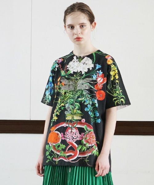 AHCAHCUM.あちゃちゅむ.お花の体Tシャツ[01-203-1501/black]