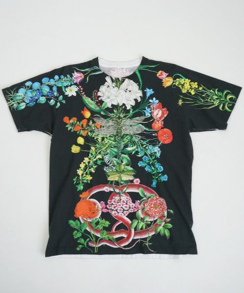 AHCAHCUM あちゃちゅむ お花の体Tシャツ[01-203-1501/black]