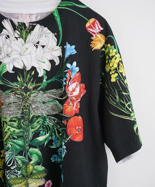 AHCAHCUM あちゃちゅむ お花の体Tシャツ[01-203-1501/black]