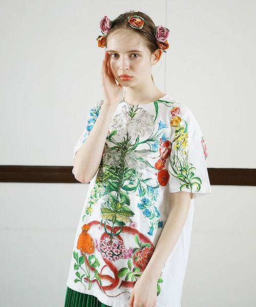 AHCAHCUM.あちゃちゅむ.お花の体Tシャツ[01-203-1501/ｍulti]