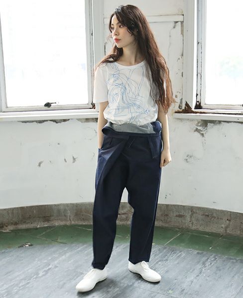 hatra×Palm maison.ハトラ×パームメゾン.限定復刻 ・巻デニム スリム [NAVY]_