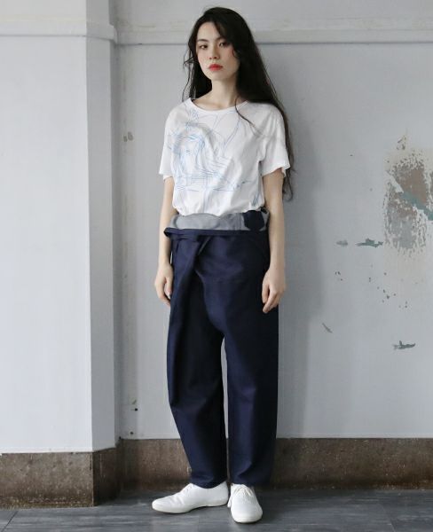 hatra×Palm maison.ハトラ×パームメゾン.限定復刻 ・巻デニム スリム [NAVY]_