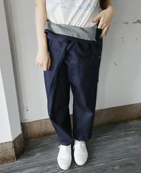 hatra×Palm maison.ハトラ×パームメゾン.限定復刻 ・巻デニム スリム [NAVY]_