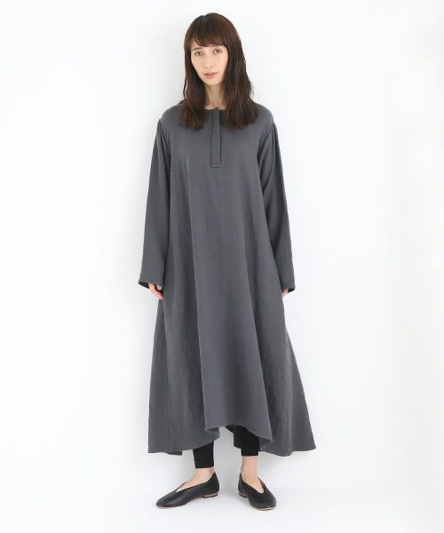 Mochi / home&miles.モチ / ホーム＆マイルズ.cotton linen one piece [charcoal grey]