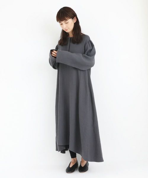 Mochi / home&miles.モチ / ホーム＆マイルズ.cotton linen one piece [charcoal grey]