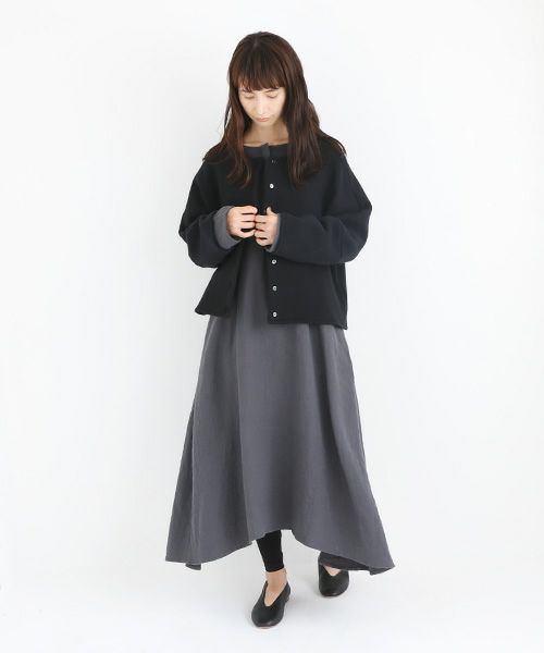 Mochi / home&miles.モチ / ホーム＆マイルズ.cotton linen one piece [charcoal grey]