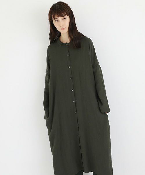 Mochi / home&miles.モチ / ホーム＆マイルズ.cotton linen long shirt [khaki]