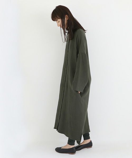 Mochi / home&miles.モチ / ホーム＆マイルズ.cotton linen long shirt [khaki]
