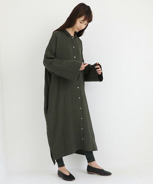 Mochi / home&miles.モチ / ホーム＆マイルズ.cotton linen long shirt [khaki]