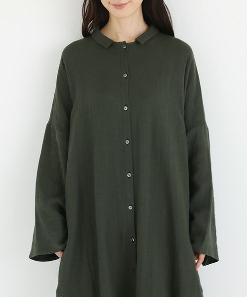 Mochi / home&miles.モチ / ホーム＆マイルズ.cotton linen long shirt [khaki]