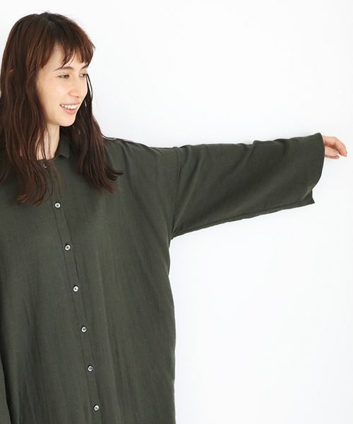 Mochi / home&miles.モチ / ホーム＆マイルズ.cotton linen long shirt [khaki]