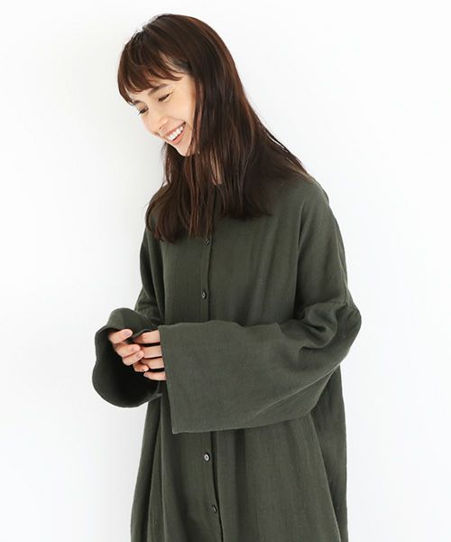 Mochi / home&miles.モチ / ホーム＆マイルズ.cotton linen long shirt [khaki]