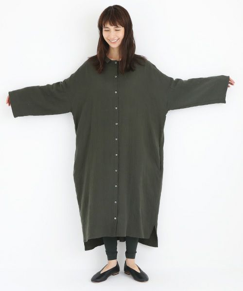 Mochi / home&miles.モチ / ホーム＆マイルズ.cotton linen long shirt [khaki]
