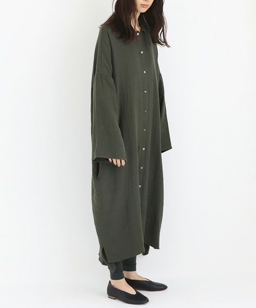 Mochi / home&miles.モチ / ホーム＆マイルズ.cotton linen long shirt [khaki]
