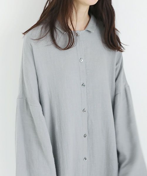 Mochi / home&miles.モチ / ホーム＆マイルズ.cotton linen long shirt [grey]